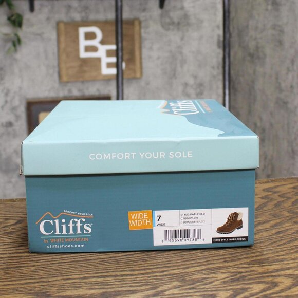 NWT Cliffs By White Mountain Pathfield Lace-up Hiker Style Bootie Light Brown 7W - Picture 8 of 9